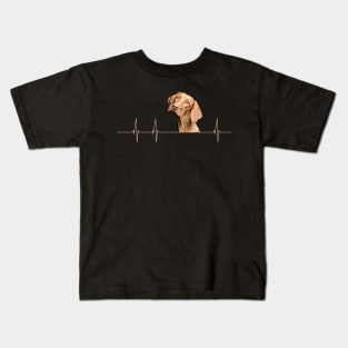 Funny Dog Heartbeat for Viszla Dog Lovers Kids T-Shirt